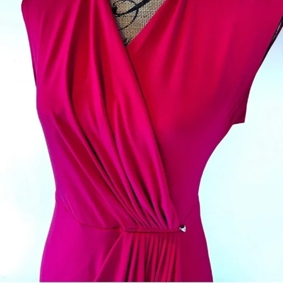 Michael Kors Red Dress faux wrap V-neck dress Sz S/M - Picture 3 of 13